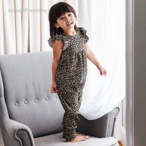 Girls Mai-Ties Leopard Cheetah Animal Print Romper 4T